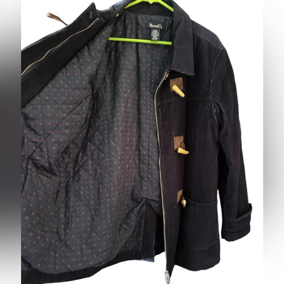 Denim and Co Navy Blue Mid Thigh Corduroy Winter Jacket Coat Women Size Large - Picture 10 of 12